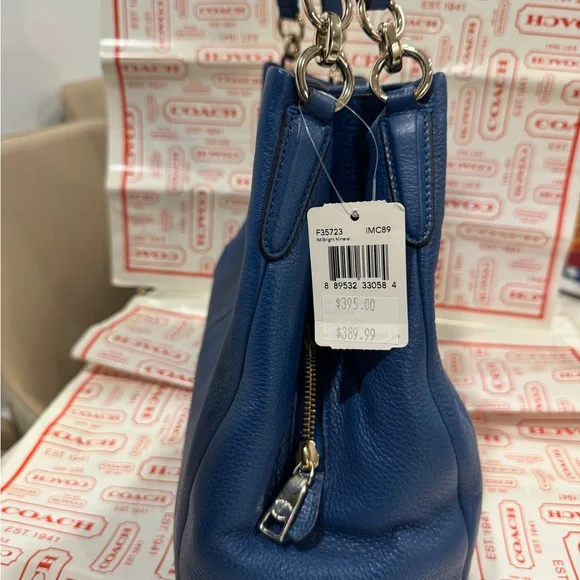 Coach Navy Leather Shoulder Bag
